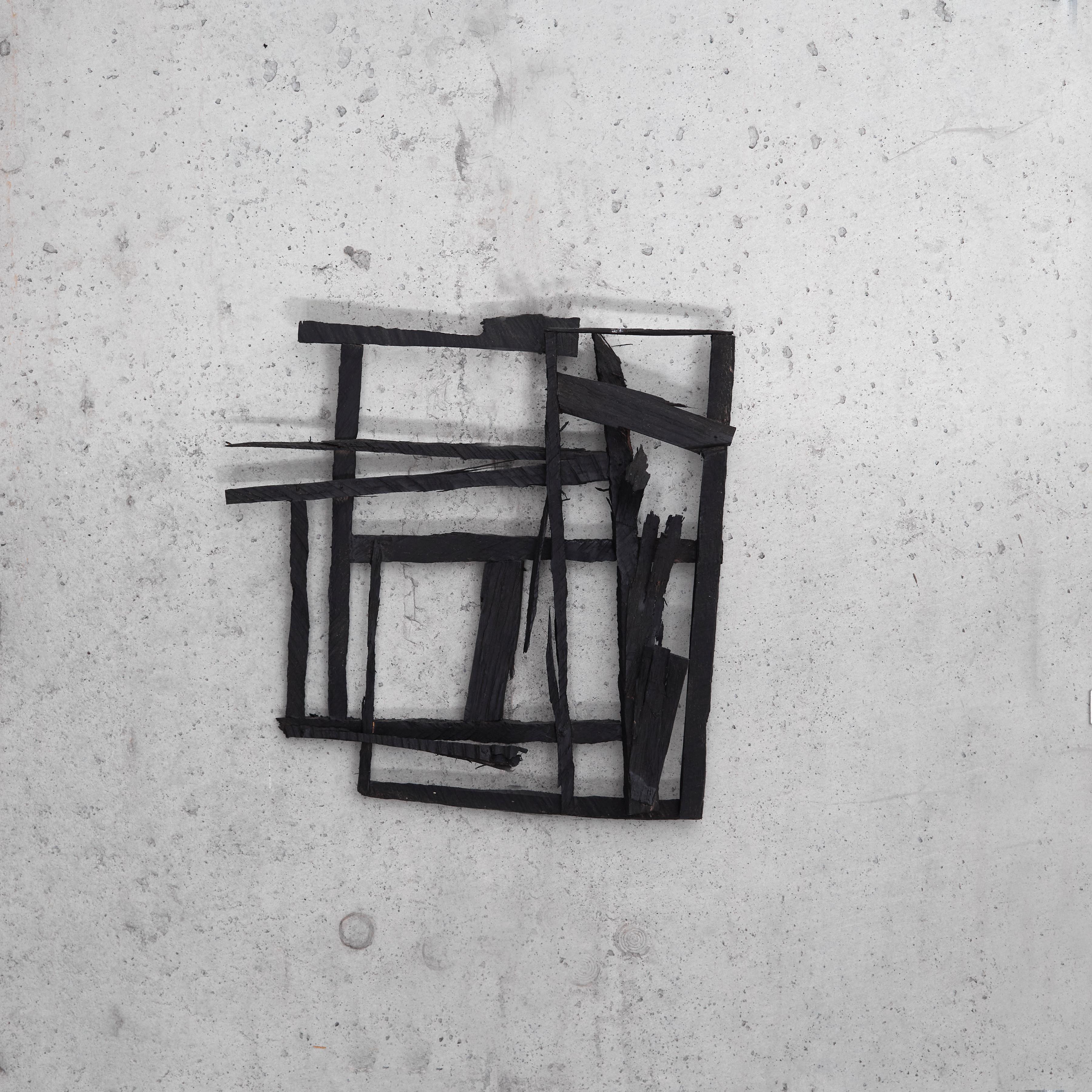 Joe Sultan Abstract Sculpture - Norwegian Wood, black abstract geometric wooden sculpture