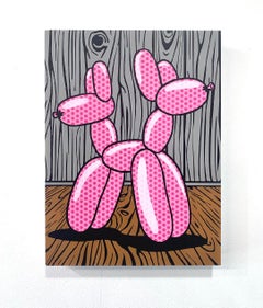 Lichtenstein stile Koons pop art interno contemporaneo rosa