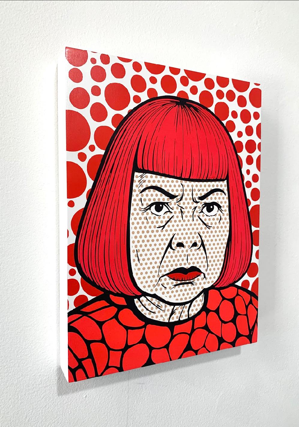 Lichtenstein-Stil Kusama Pop Art Interieur zeitgenössisch rot – Painting von Joe Suzuki