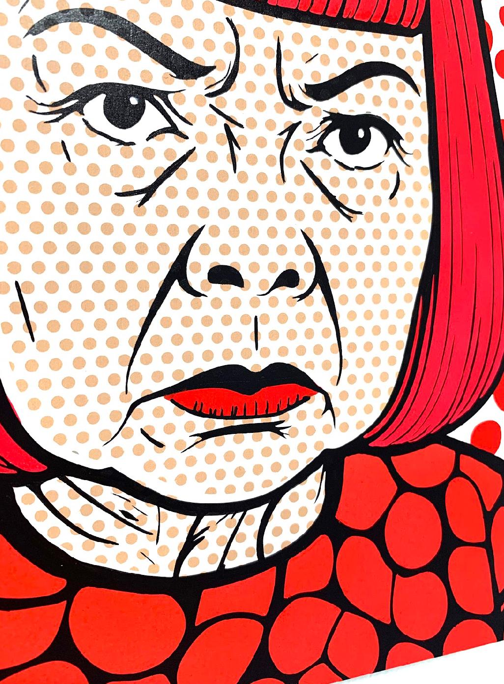 Lichtenstein-Stil Kusama Pop Art Interieur zeitgenössisch rot (Zeitgenössisch), Painting, von Joe Suzuki