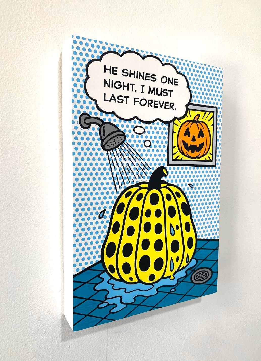 Lichtenstein style Kusama pop art intérieur contemporain jaune bleu - Painting de Joe Suzuki
