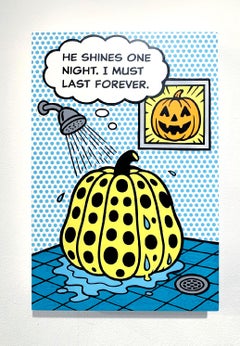 Stile Lichtenstein Kusama pop art interno contemporaneo giallo blu