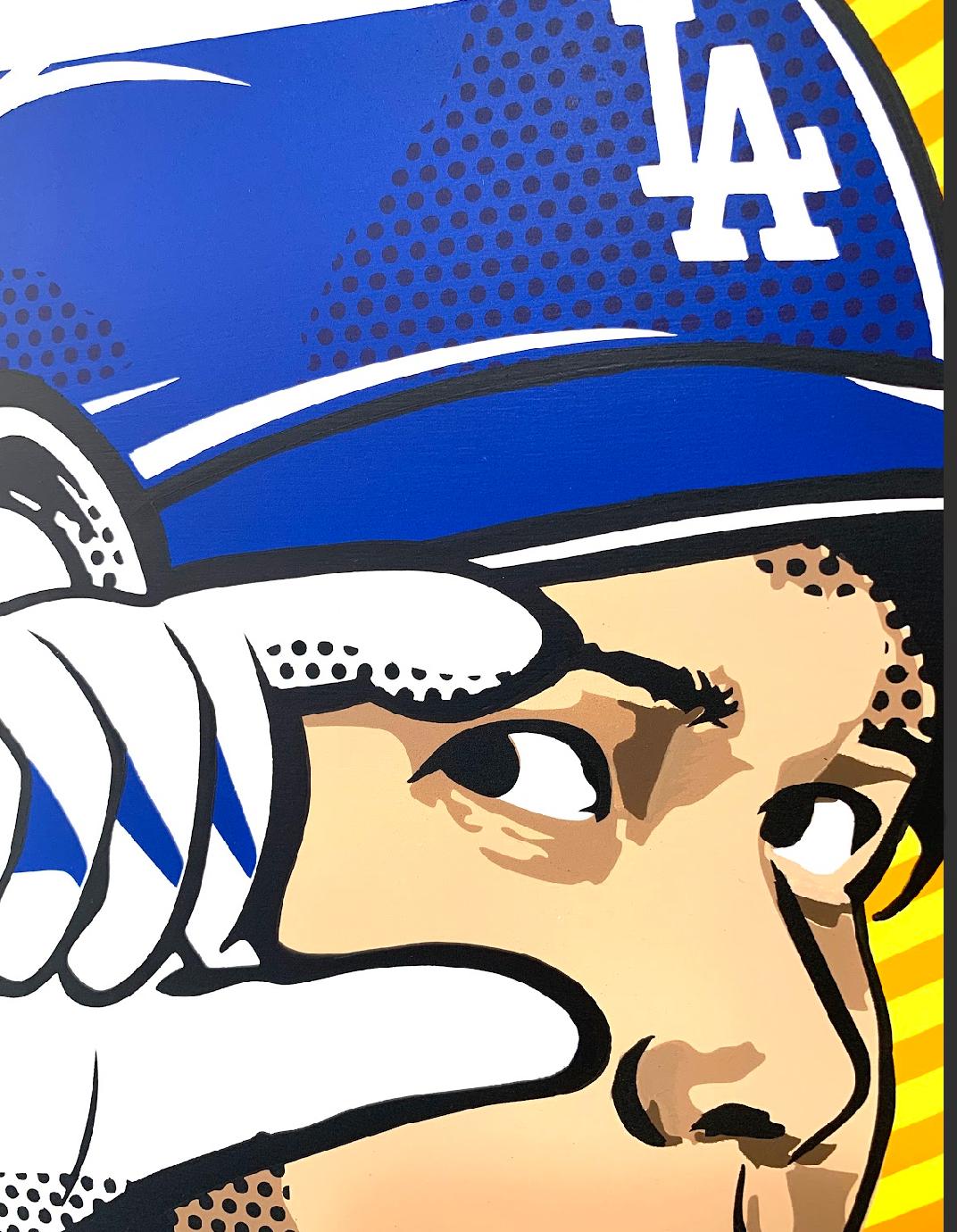 Lichtenstein Stil Otani Baseball Pop Art Interieur figurative zeitgenössische rot – Painting von Joe Suzuki