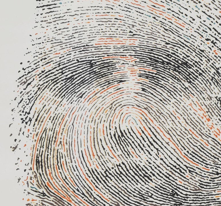 Fingerprint Face Abstract  - Gray Abstract Print by Joe Testa-Secca