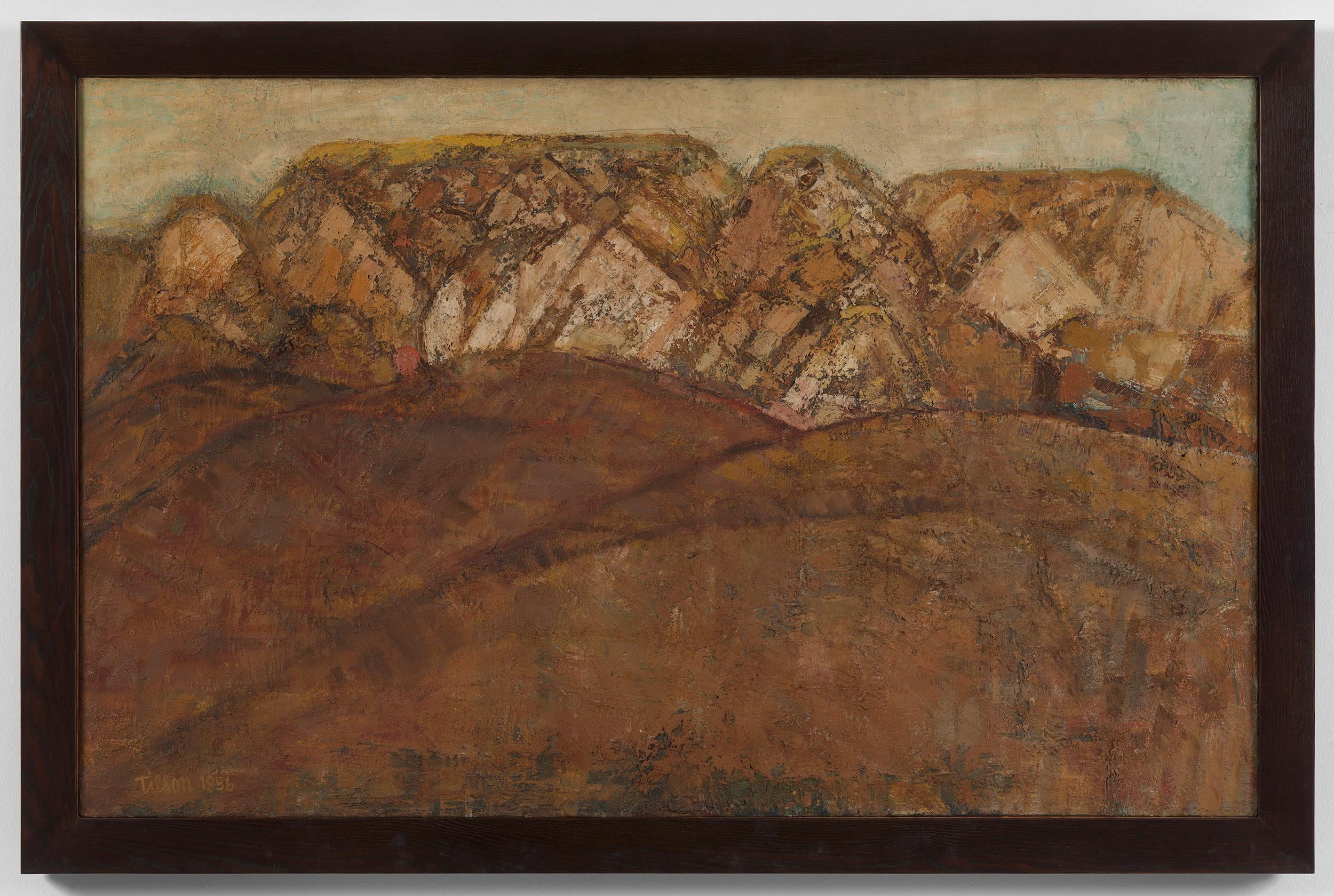 San Quirico d'Orcia I - 20th Century, Oil on canvas by Joe Tilson