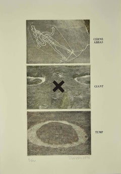 Cerne Abbas, Giant, Tump - Original Etching on Paper by Joe Tilson - 1976