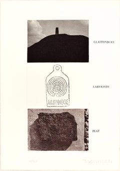 Glastonbury, Labyrinth, Peat - Original Erching by Joe Tilson - 1976