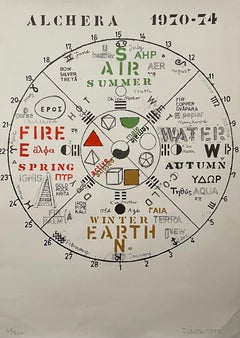 Joe Tilson British Pop Art Screenprint, Color Lithograph 4 Seasons 4 Elements