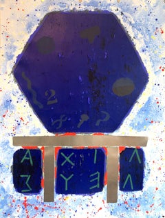 Joe Tilson British Pop Art Screenprint, Woodblock, Silver Leaf Print