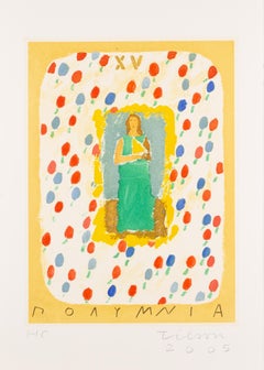 Joe Tilson - Polumnia, from The Nine Muses - Colourful Print with Figure, White, Red + Yellow Polumnia, from The Nine Muses - Colourful Print with Figure, White, Red + Yellow