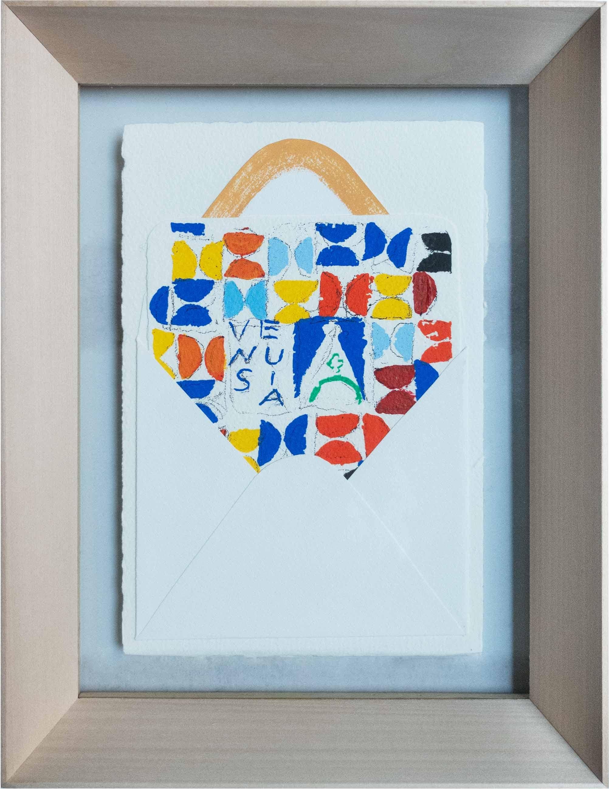 Screenprint by Joe Tilson dating back early '2010.
The artwork is framed with double glass and is signed and numbered with roman numbers with pencil on verso V/XX
Frame measurements: cm 31,5 x 24 x 6

Literature:
- Tilson The Stones of Venice –