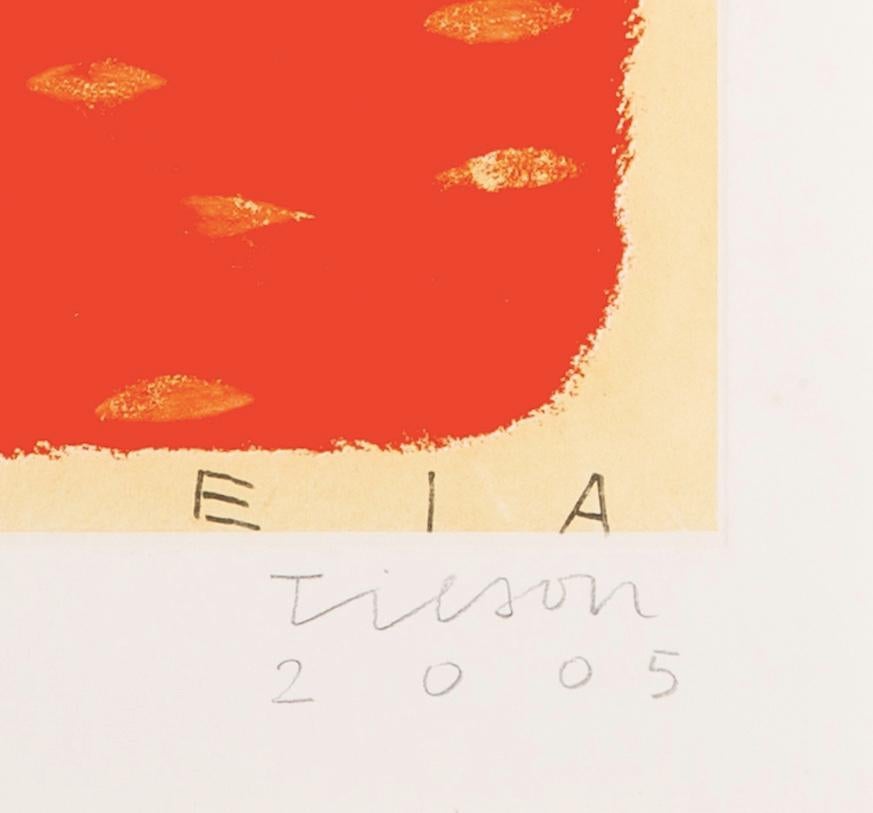 Thalia, de las Nueve Musas - Impresión aguatinta roja, naranja y blanca con figura en venta 6