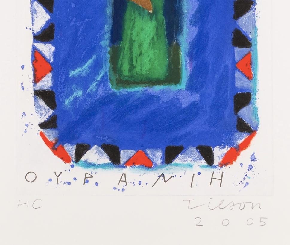 Uranie, des Neuf Muses - Gravure contemporaine colorée bleue avec personnage en vente 4