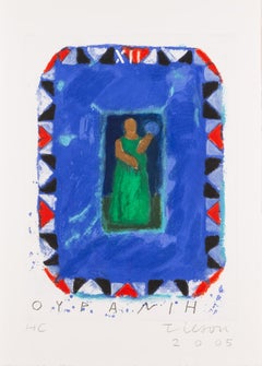 Joe Tilson - Urania, from the Nine Muses - Blue Colourful Contemporary Print with Figure Urania, from the Nine Muses - Blue Colourful Contemporary Print with Figure