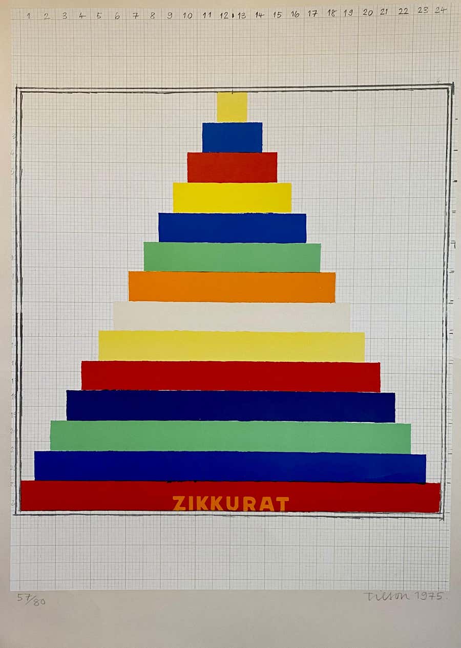 Vibrant 1975 Joe Tilson British Pop Art Screenprint, Woodblock, Colorful Print