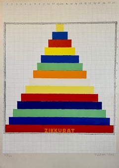 Vibrante serigrafía de arte pop británico de 1975 de Joe Tilson, xilografía, impresión colorida