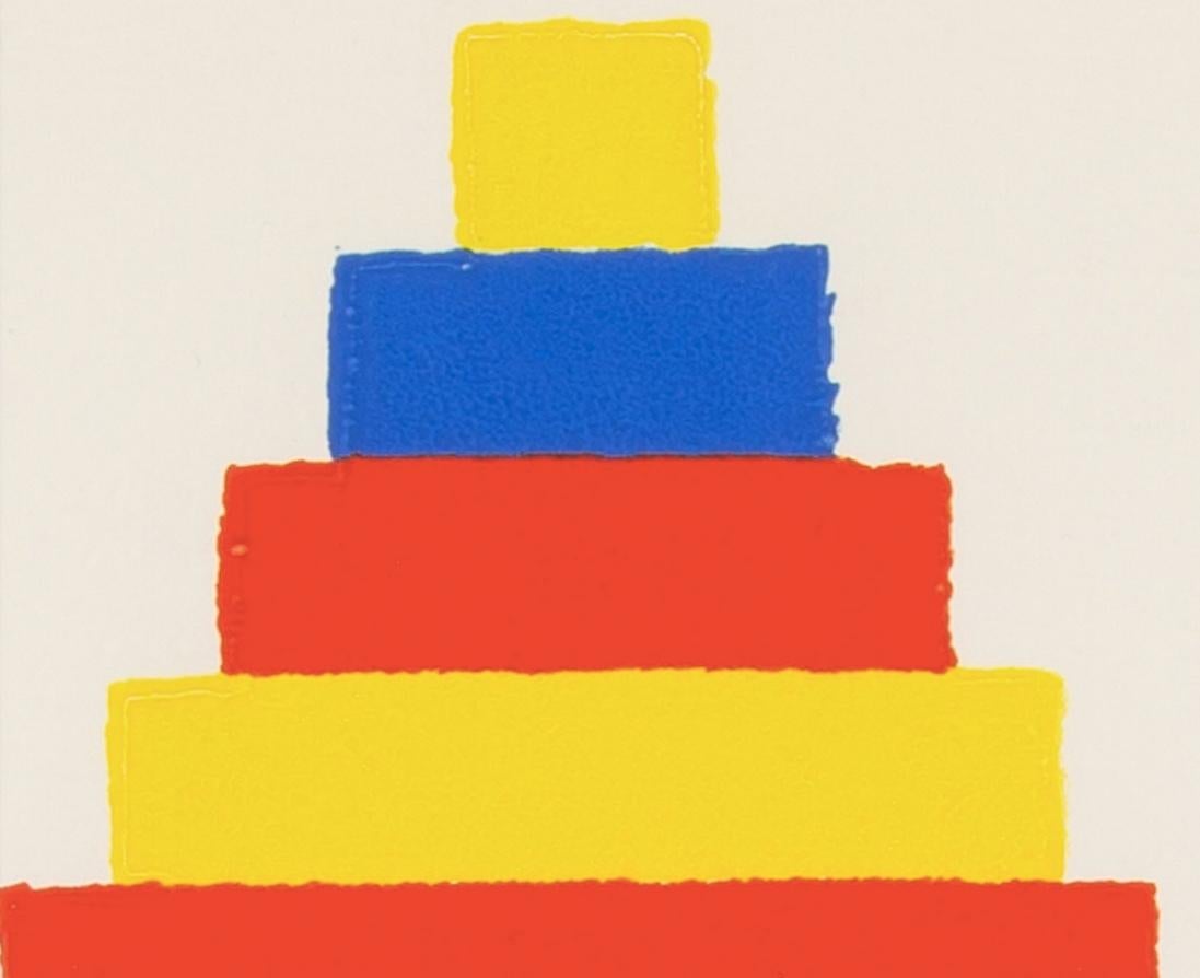 Ziggurat, Zoomate Print - Colourful Contemporary Abstract Print, White + Blue For Sale 2