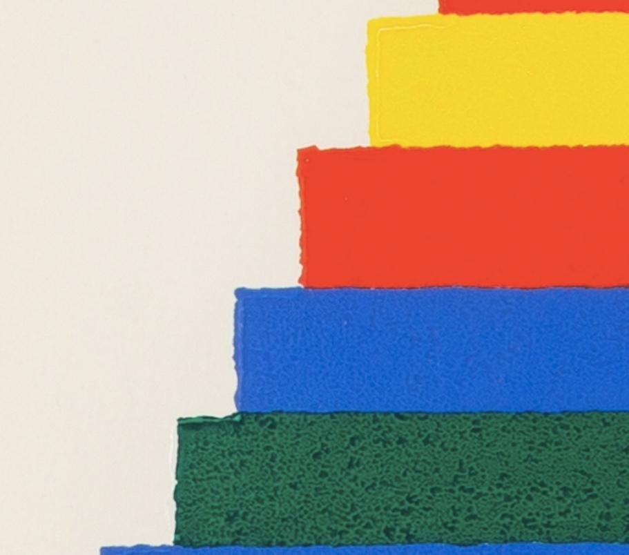 Ziggurat, Zoomate Print - Colourful Contemporary Abstract Print, White + Blue For Sale 3