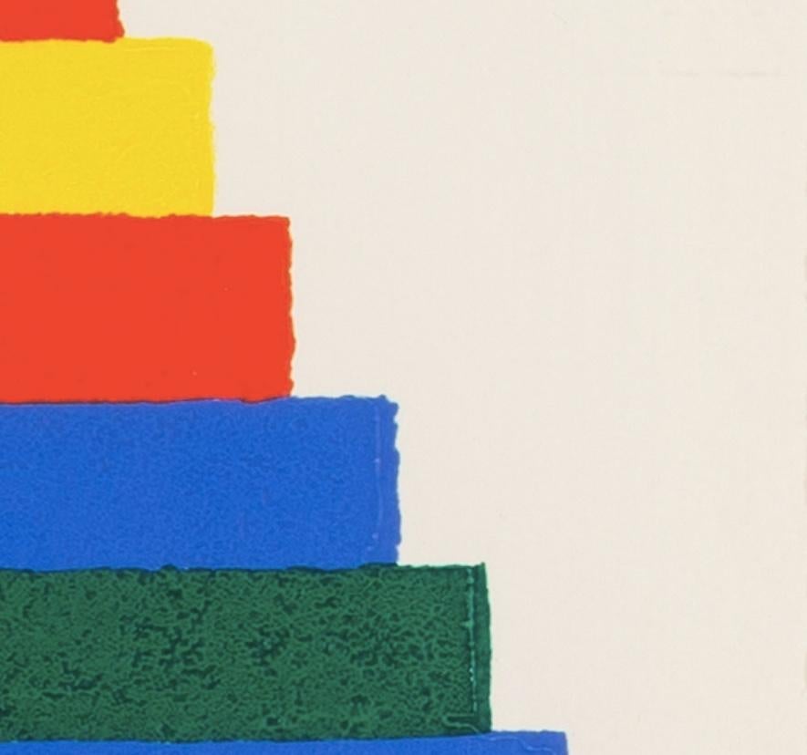 Ziggurat, Zoomate Print - Colourful Contemporary Abstract Print, White + Blue For Sale 4