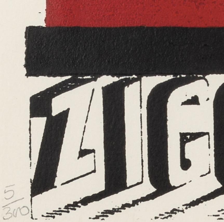 Ziggurat, Zoomate Print - Colourful Contemporary Abstract Print, White + Blue For Sale 5