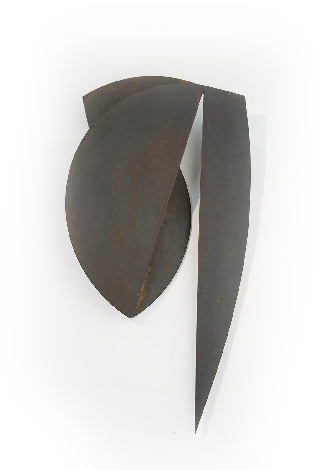 Joe Wheaton Abstract Sculpture - DNA #2: Contemporary Black Abstract Oxidized Steel Wall Sculpture
