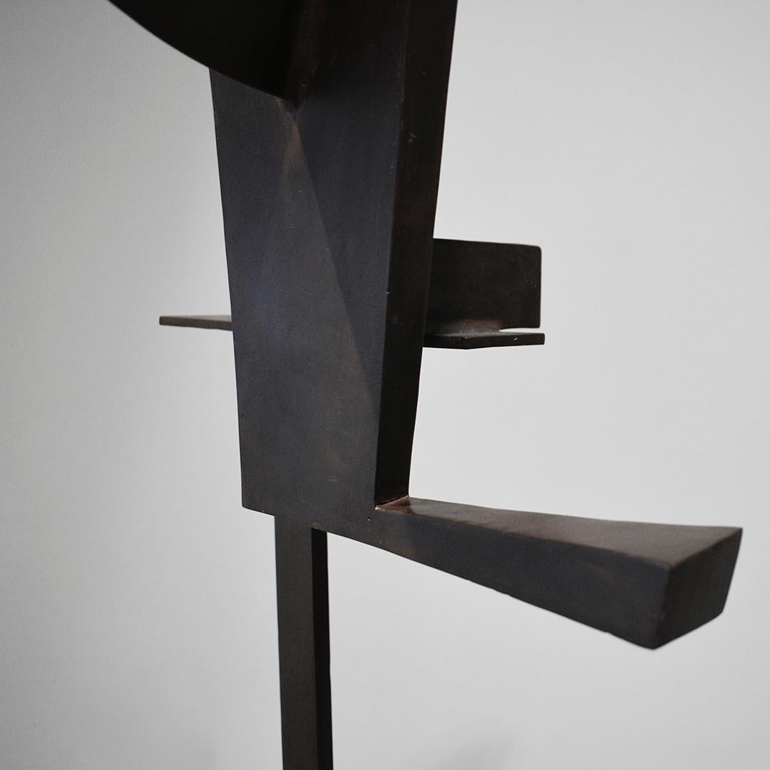 Some Guy #2: Abstract Geometric Standing Sculpture in Dark Brown Oxidized Steel For Sale 2
