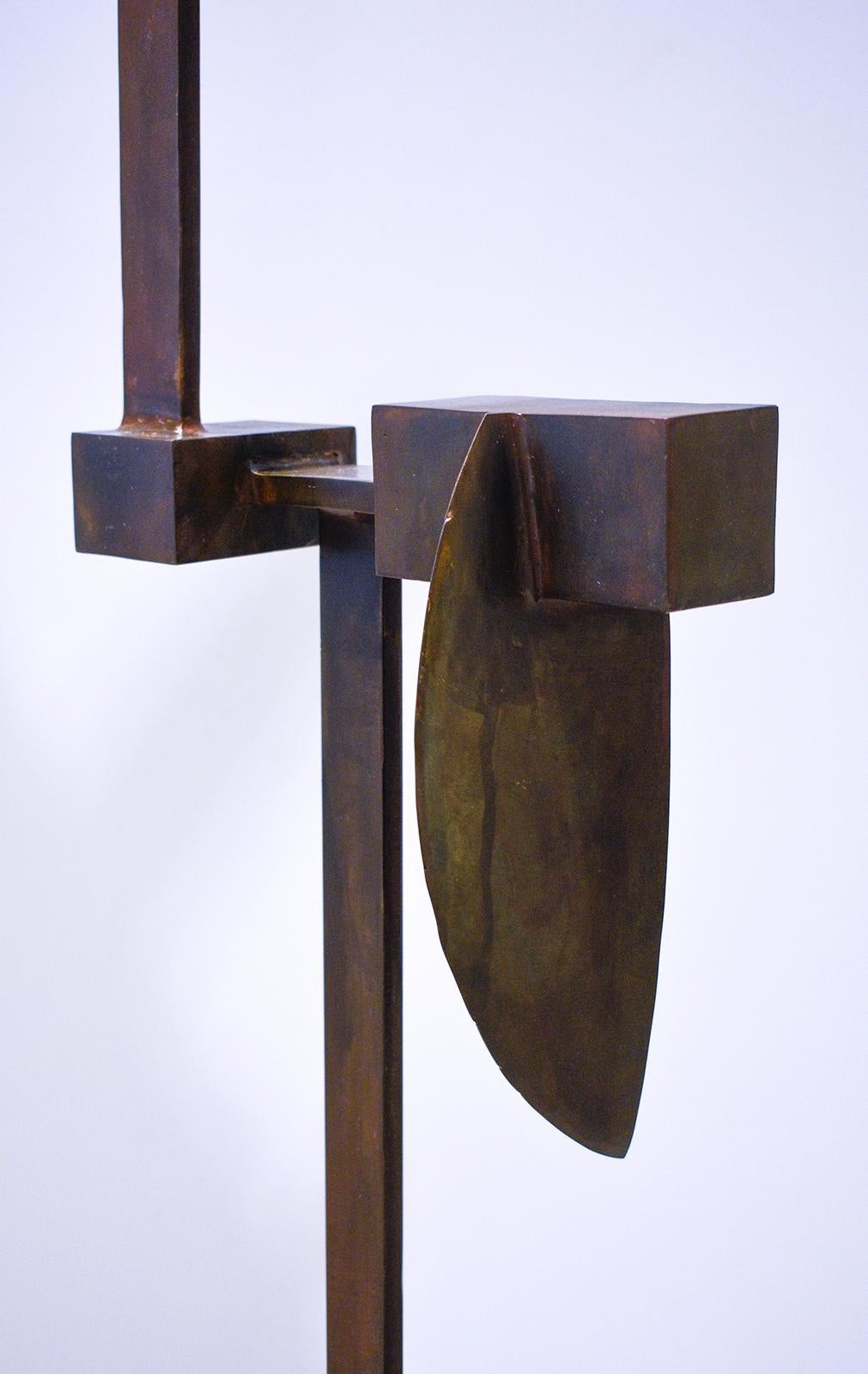 Some Guy #2: Abstract Geometric Standing Sculpture in Dark Brown Oxidized Steel For Sale 3