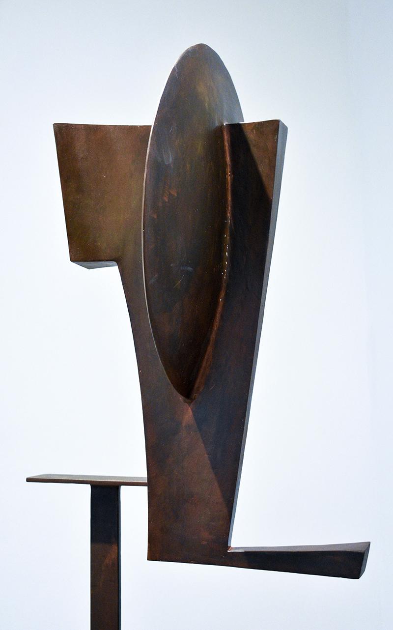 Some Guy #2: Abstract Geometric Standing Sculpture in Dark Brown Oxidized Steel For Sale 4