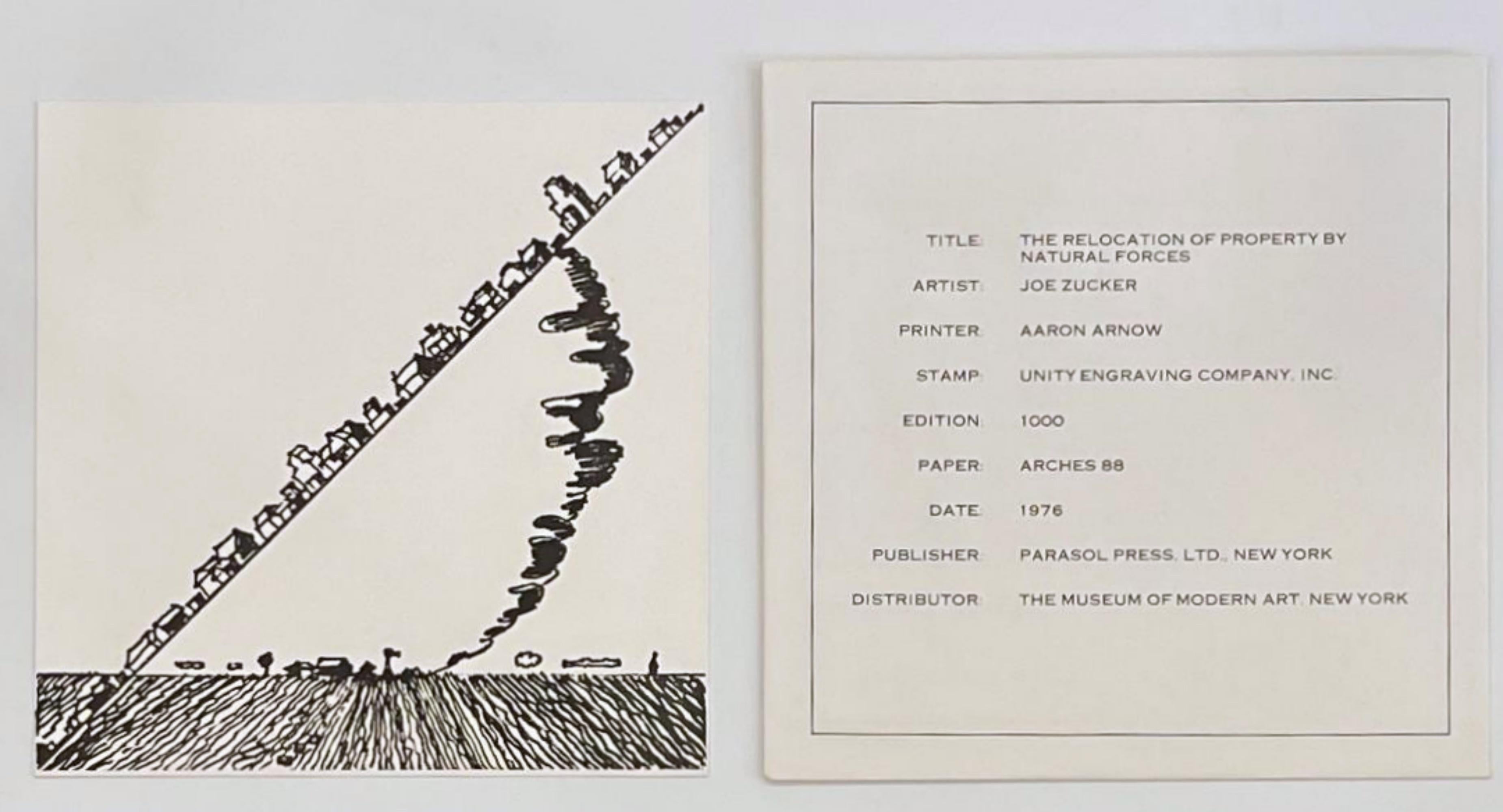 The Relocation of Property by Natural Forces, con busta originale con colophon - Print di Joe Zucker