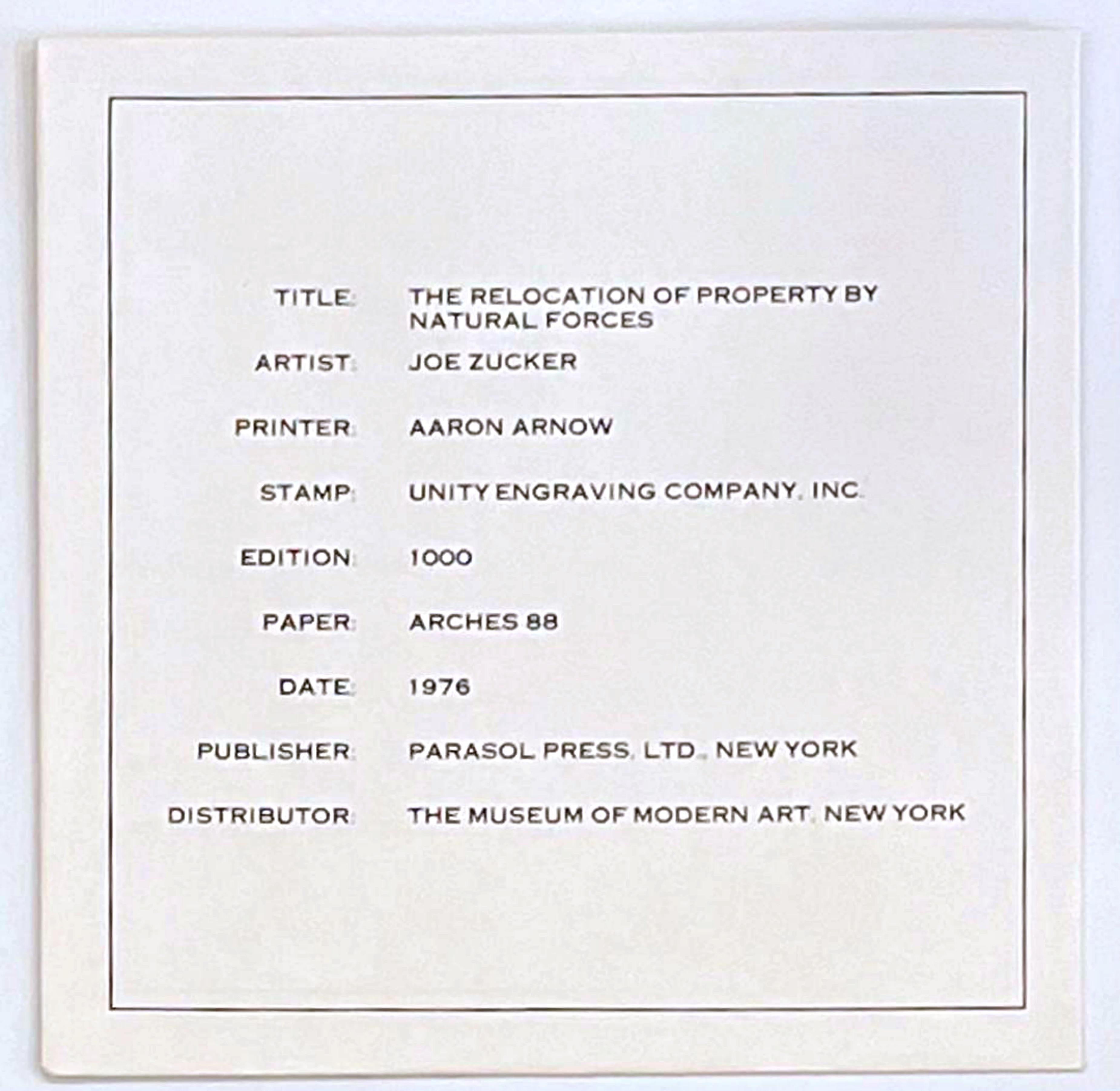 The Relocation of Property by Natural Forces, con busta originale con colophon - Print Concettualismo di Joe Zucker