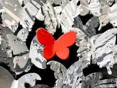 Flying Love (Black), Mixed Media Metal Wall Sculpture