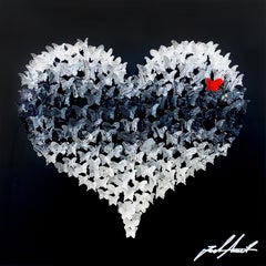 Flying Love - Black, Mixed Media Metal Wall Sculpture