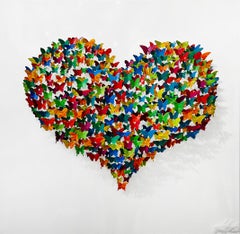 Flying Love - candy, Mixed Media Metal Wall Sculpture