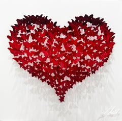 Flying Love, Mixed Media Metal Wall Sculpture