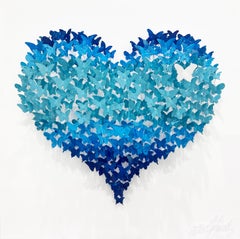 Flying Love, Mixed Media Metal Wall Sculpture