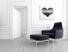 Flying Love - White with Black Butterflies, Mixed Media Metal Wall Sculpture