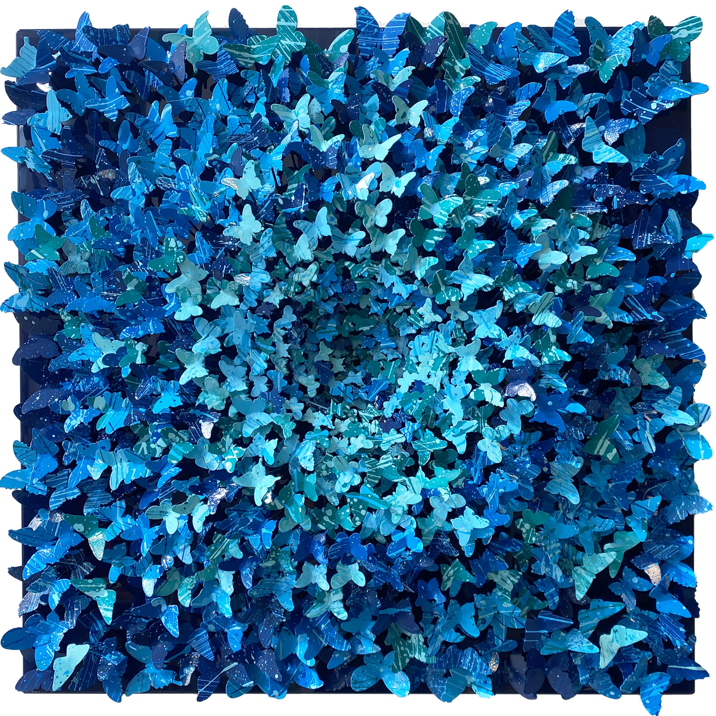 Full Sun (Kobaltblau):: Wandskulptur aus Metallmischung – Mixed Media Art von Joel Amit