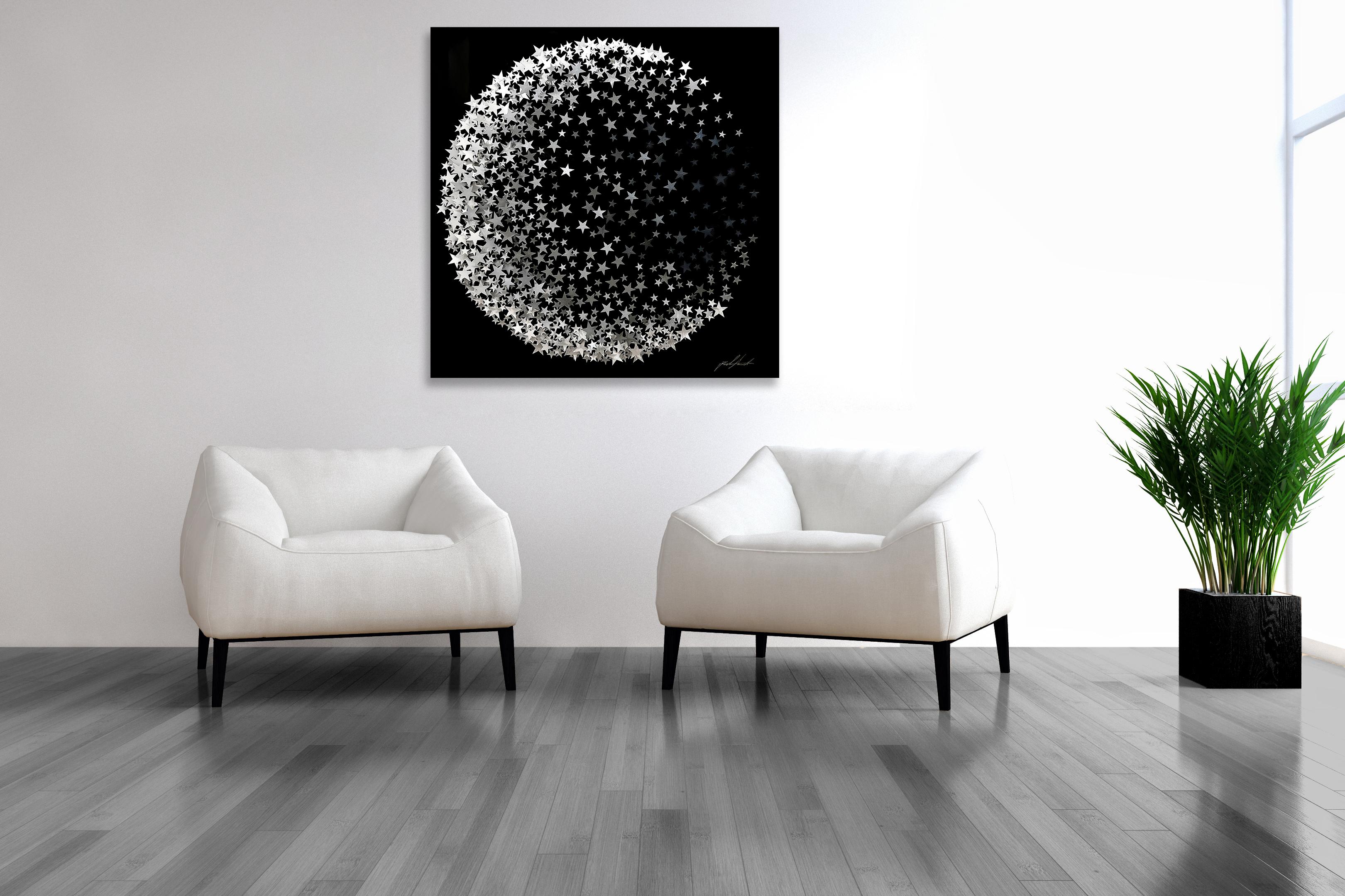 ''Moon'' is a unique mix medium hand painted metal wall sculpture on wood panel by Joel Amit. The artwork comes with a certificate of authenticity and artist's book. This piece is signed and comes ready hang. 

Amit begins each of his pieces with a