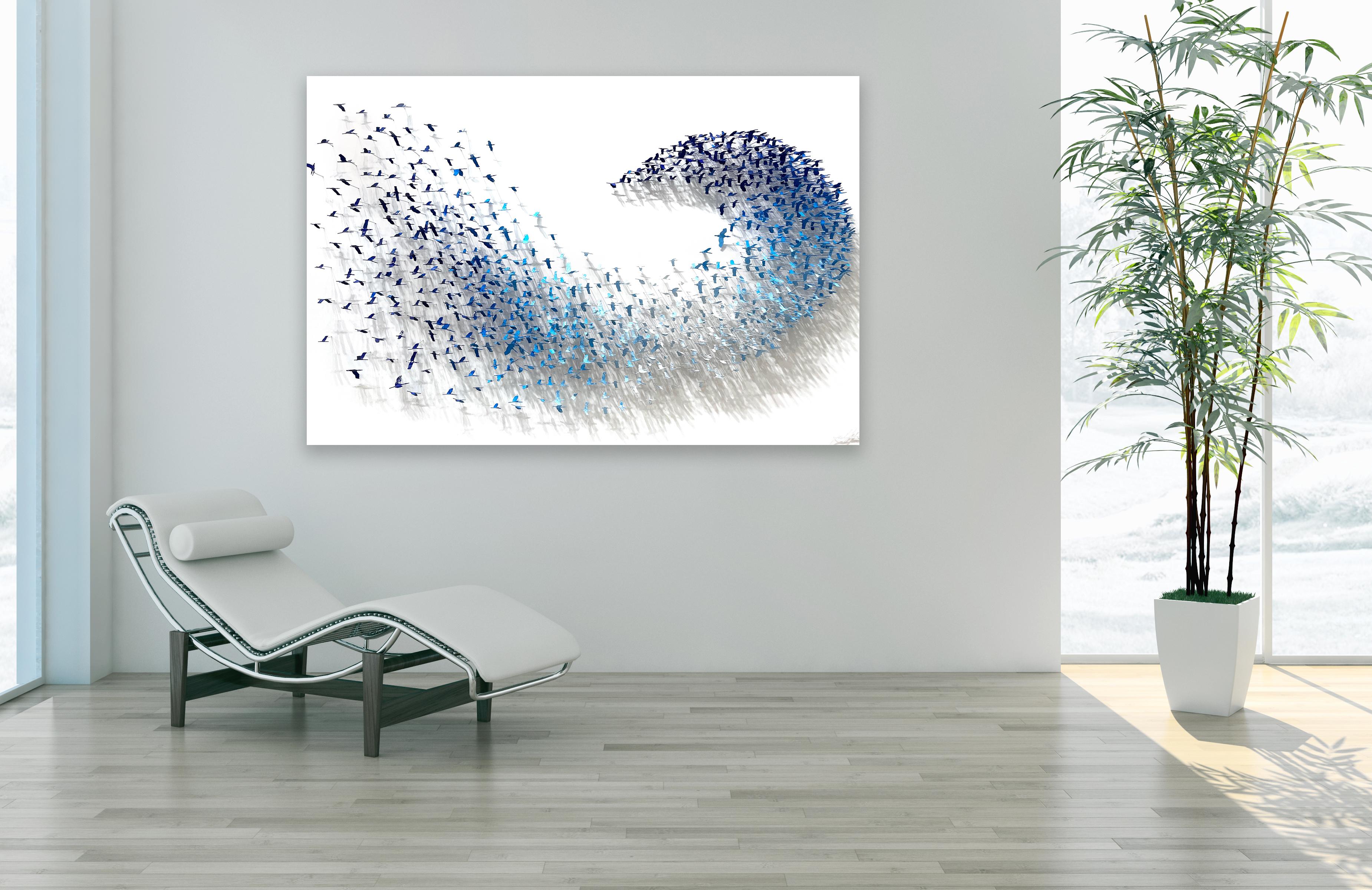 Wave Wave, Wandskulptur aus Metall in Mischtechnik (Zeitgenössisch), Mixed Media Art, von Joel Amit