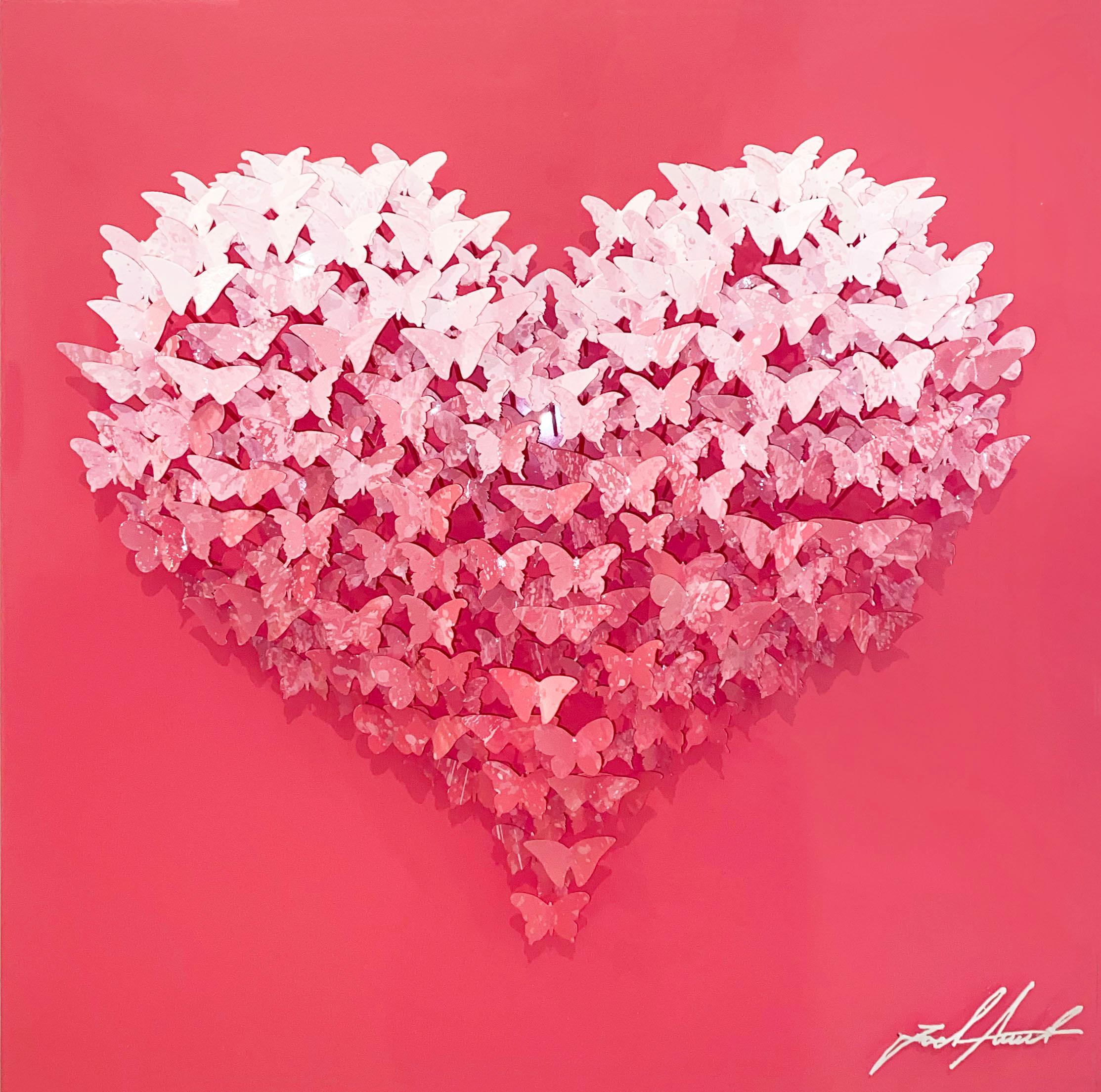 Heart-a-Flutter (Pink Gradient) - Sculpture by Joel Amit