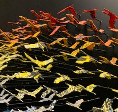 "Birds Heart", 3D Mixed Medium Metal Wall Sculpture