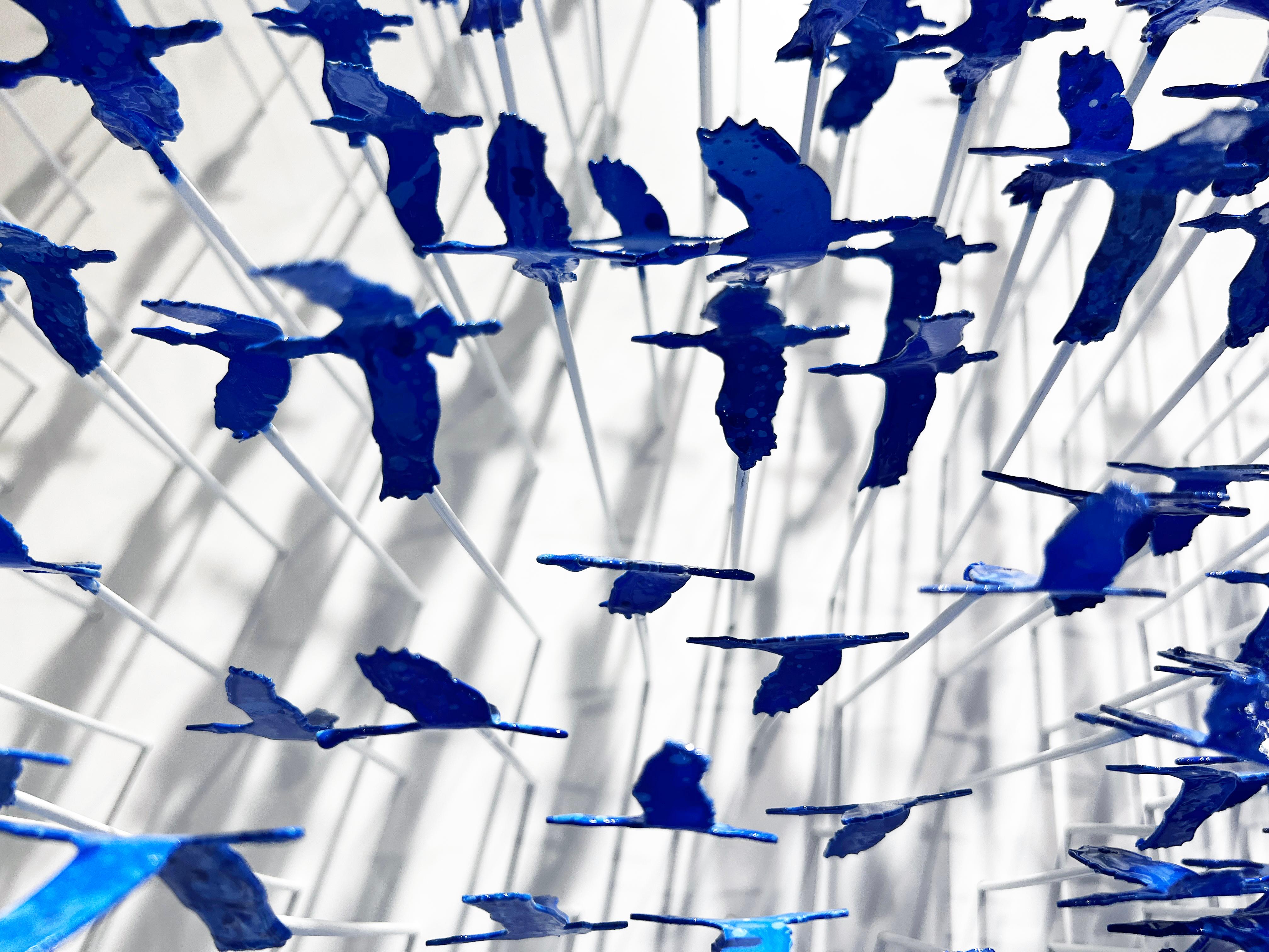 Galaxy of Birds (Blue), Mixed Media Metal Wall Sculpture - Contemporary Mixed Media Art by Joel Amit
