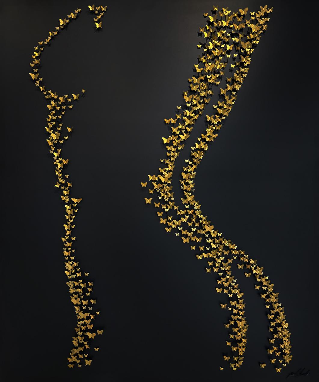 Frau, Mischtechnik Metall-Wandskulptur – Sculpture von Joel Amit