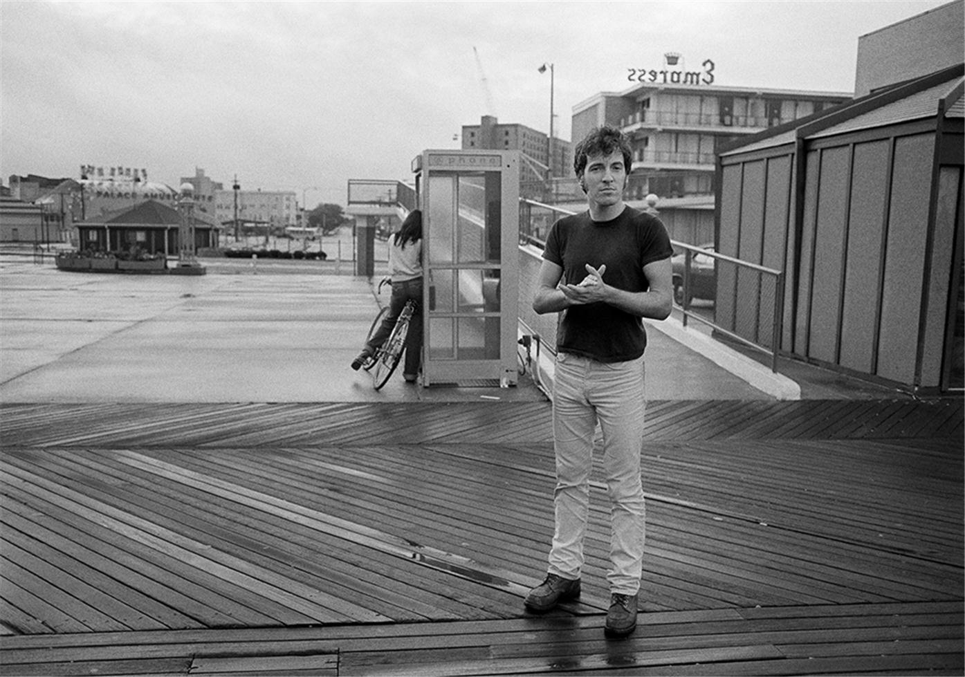 Joel Bernstein Black and White Photograph - Bruce Springsteen boardwalk