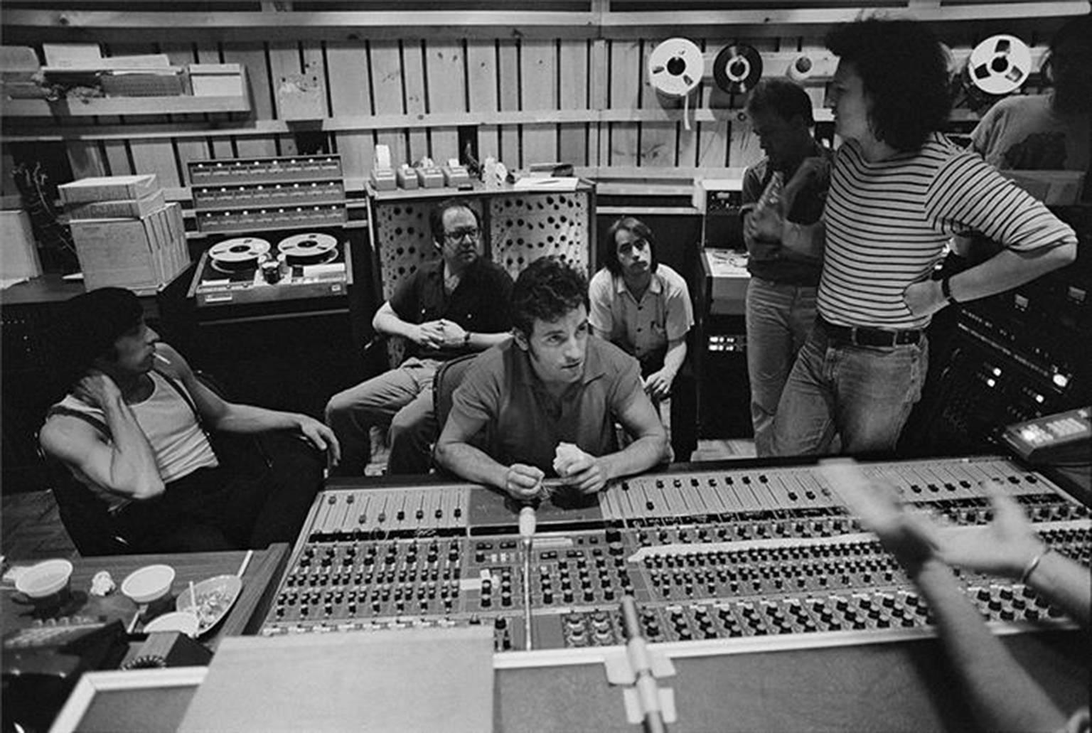 Joel Bernstein Black and White Photograph - Bruce Springsteen Recording "The River" Album