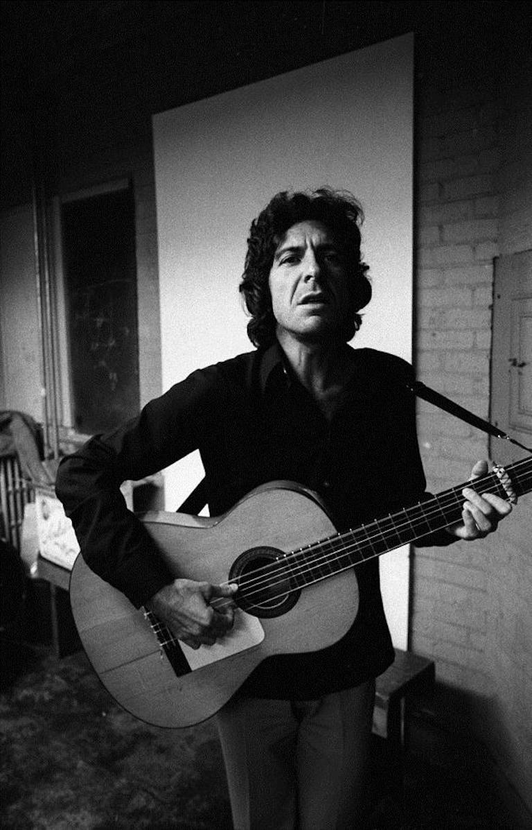 Joel Bernstein Black and White Photograph - Leonard Cohen