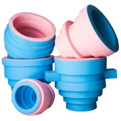 Joel Blanco Contemporary Foam Rubber Pink Blue Vases, Spain, 2019