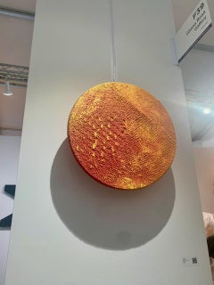 Sunburst, Circular rotating painting with Orange and Yellow Hues