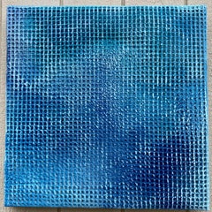 Wavy Grid, Ocean Blues textured abstract painting by Joel Blenz
