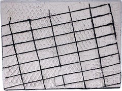 White Black stripes, Abstract mixed media painting by Joel Blenz